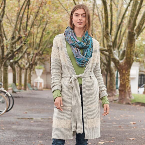Sundance Lovely Mix Lambswool Blend Long Belted Tie Cardigan Sweater Small - Picture 1 of 5